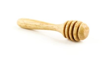 honey dipper bamboo wood white background