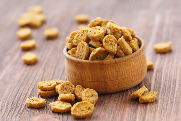 Croutons in bowl