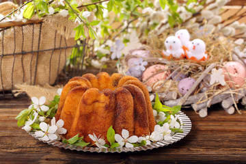 Easter cake in spring decoration