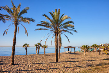 Beach in Marbella recort city on Costa del Sol in Spain
