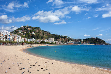 Fototapeta na wymiar Beach in Blanes Seaside Resort Town on Costa Brava in Spain