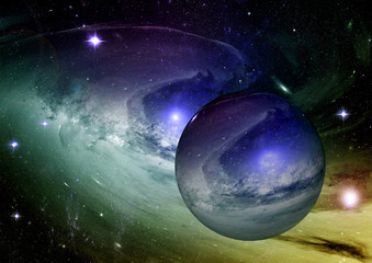 Stars, dust and gas nebula in a far galaxy