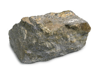 Mineral lead glance (galena) with blende isolated on white background. One of the most widely distributed sulfide minerals.