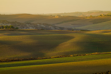 Autumn landscape of the most picturesque part of Tuscany, val d'orcia valley