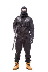 army soldier man portrait on guard on studio isolated on white background