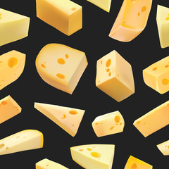 Cheese vector illustration. Realistic cheese types. Cheese isolated on white background.