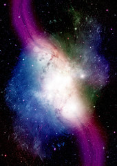 Stars, dust and gas nebula in a far galaxy