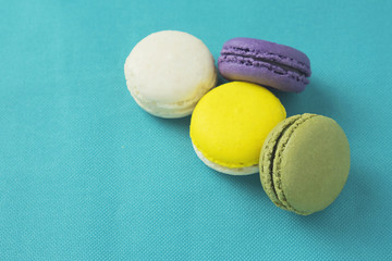 Colorful macaroon  on blue background