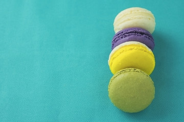 Colorful macaroon  on blue background