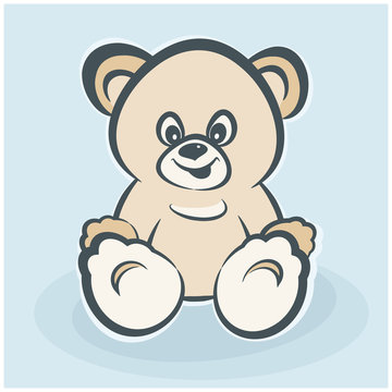 Teddy bear toy, smiling for happiness childhood. Vector