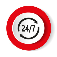 Open 24 hours vector icon. Non stop working shop or service symbol. All day working time sign.