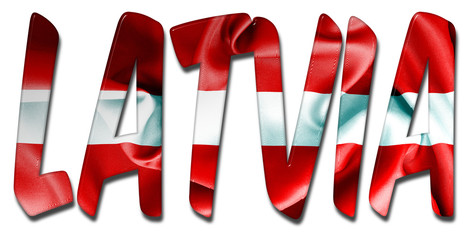 Latvia Word With Flag Texture