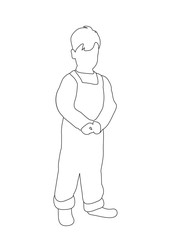 Vector illustration, outline boy, sketch