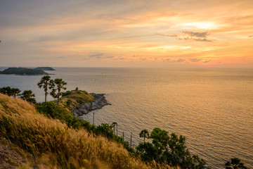 Fototapeta na wymiar Promthep cape, the iconic place to see sunset at Phuket, Thailand