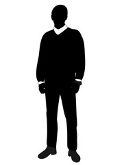 Vector black and white silhouette man illustration costs