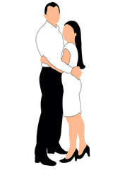 Vector black and white silhouette man and woman