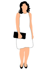 Vector black and white silhouette girl