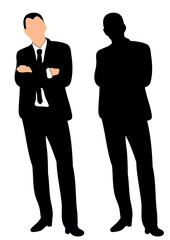 Black and white silhouette man office vector