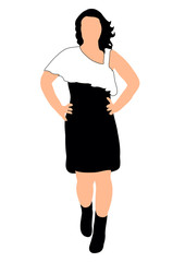 Fototapeta premium black and white young girl silhouette