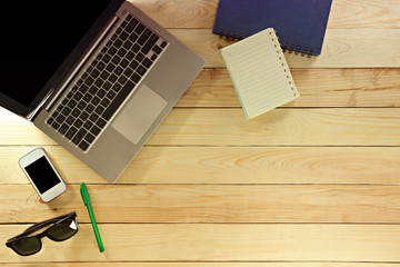 Equipment for working on wooden table.