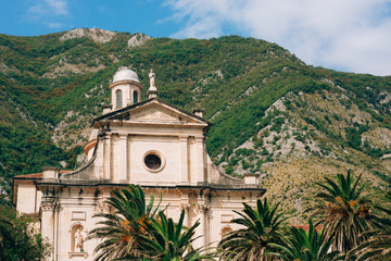 Fototapeta na wymiar Prcanj, Montenegro The Bay of Kotor. Church of the Nativity of the Virgin.