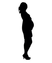 Fototapeta premium Black silhouette girl pregnant