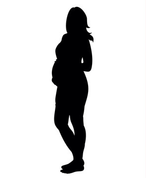 Black silhouette girl pregnant vector illustration