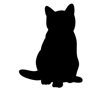 Illustration, vector, silhouette of kitten