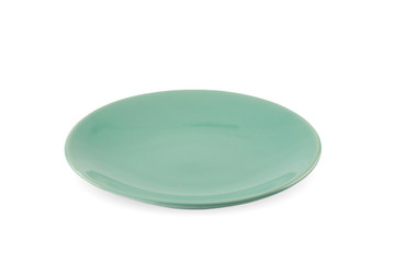 Green dish isolated on white background.