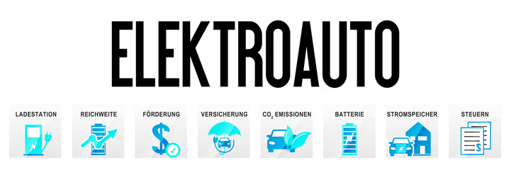 Elektroauto Elektromobilität Banner Template Icons Business Design Piktogramm Header Website