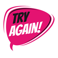 try again retro speech bubble
