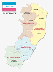 Obraz premium espirito santo administrative and political map with flag