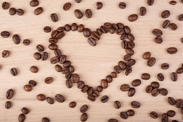Heart coffee frame made of coffee beans