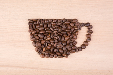 Cup coffee frame made of coffee beans