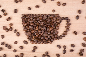 Cup coffee frame made of coffee beans