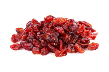 dried cranberries on a white background