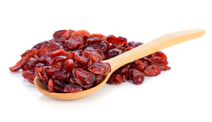dried cranberries on a white background