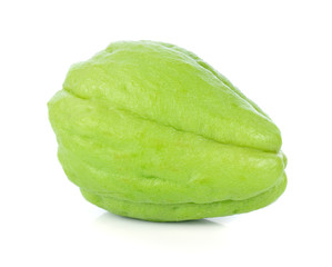 fresh chayote on white background