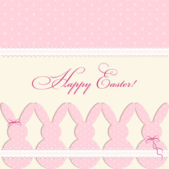 Cute vintage Easter card in shabby chic style with bunny