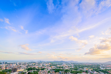 Khao Rang Viewpoint of Phuket city in sunset, Phuket province, Thailand