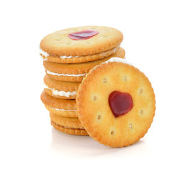 cookies with fruit jam isolated on white background
