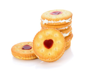 cookies with fruit jam isolated on white background