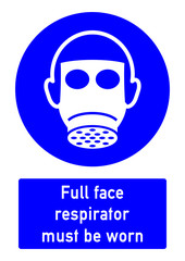 cshas516 CombiSignHealthAndSafety cshas - German / Gebotszeichen: Atemschutz benutzen Atemschutzmaske - english / safety - mandatory action sign: full face respiratory protection must be worn - e5184