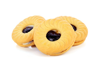 cookies with fruit jam isolated on white background