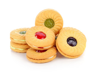 cookies with fruit jam isolated on white background