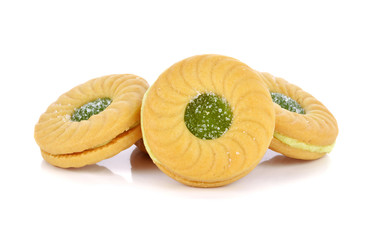 cookies with fruit jam isolated on white background
