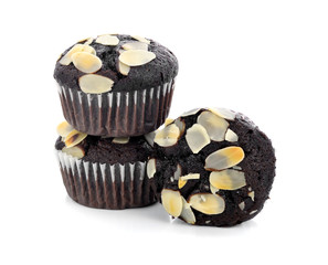 brownie cake isolated on white background