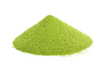 powder green tea isolated on white background