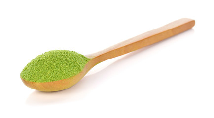 powder green tea isolated on white background