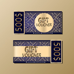 Gift Voucher Template With Golden Ornament